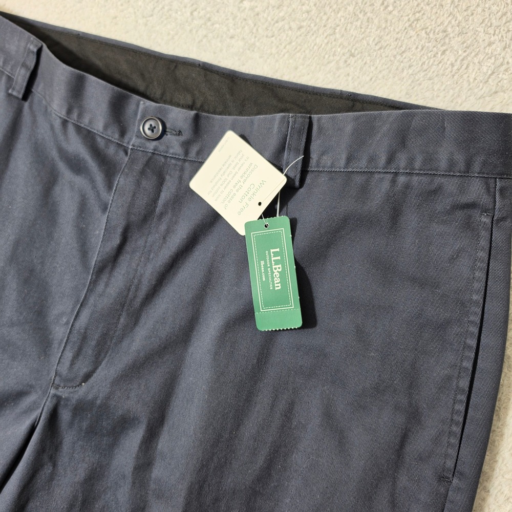 NEW L.L. Bean Chino Pants Mens 38/34 Navy Wrinkle Free Classic Fit 212330